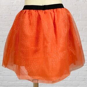 Girls Glitter Tutu Skirt 6–6X Orange Silver Dot Halloween Dance Costume
